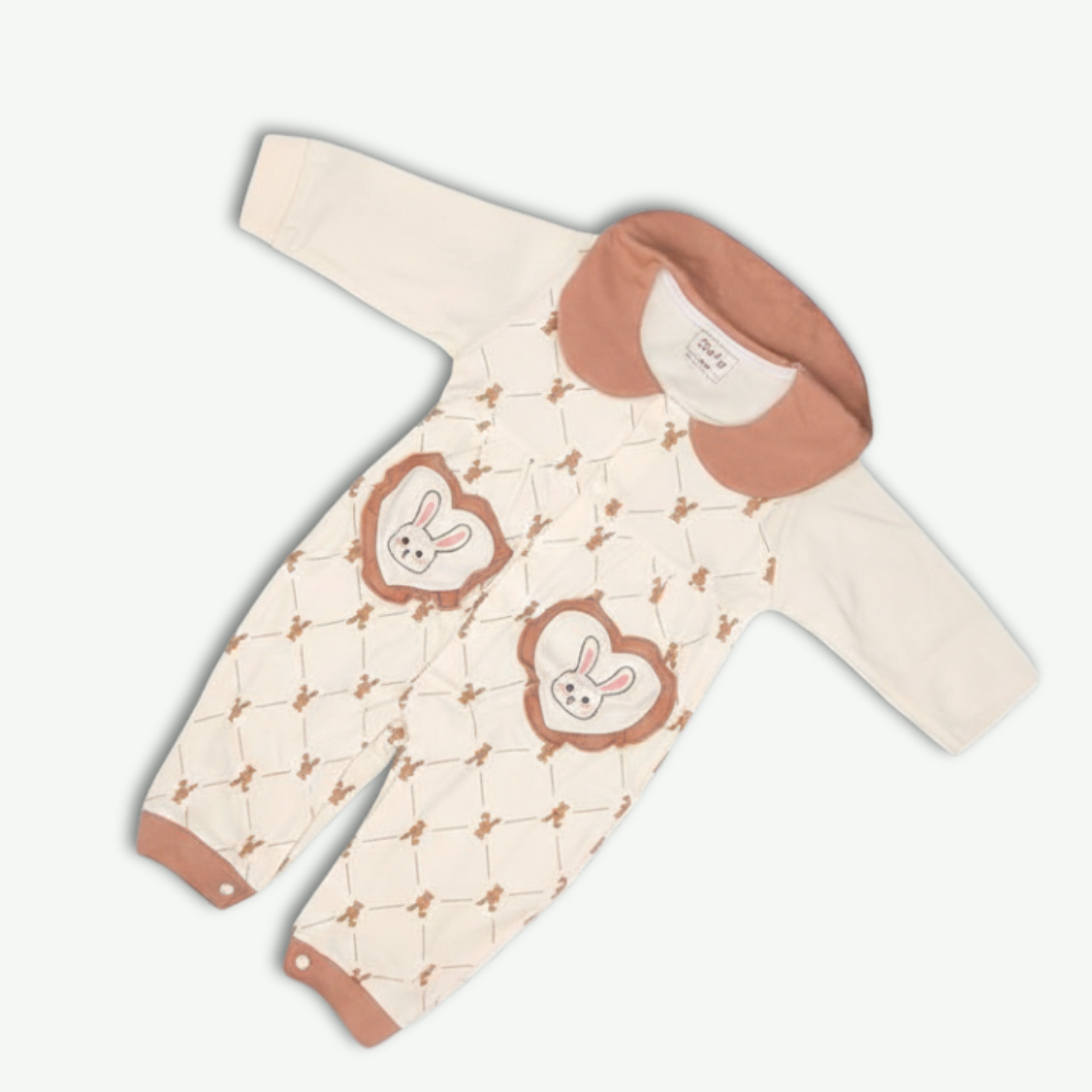 Romper Suit Collared with Bunny Hearts - Winter