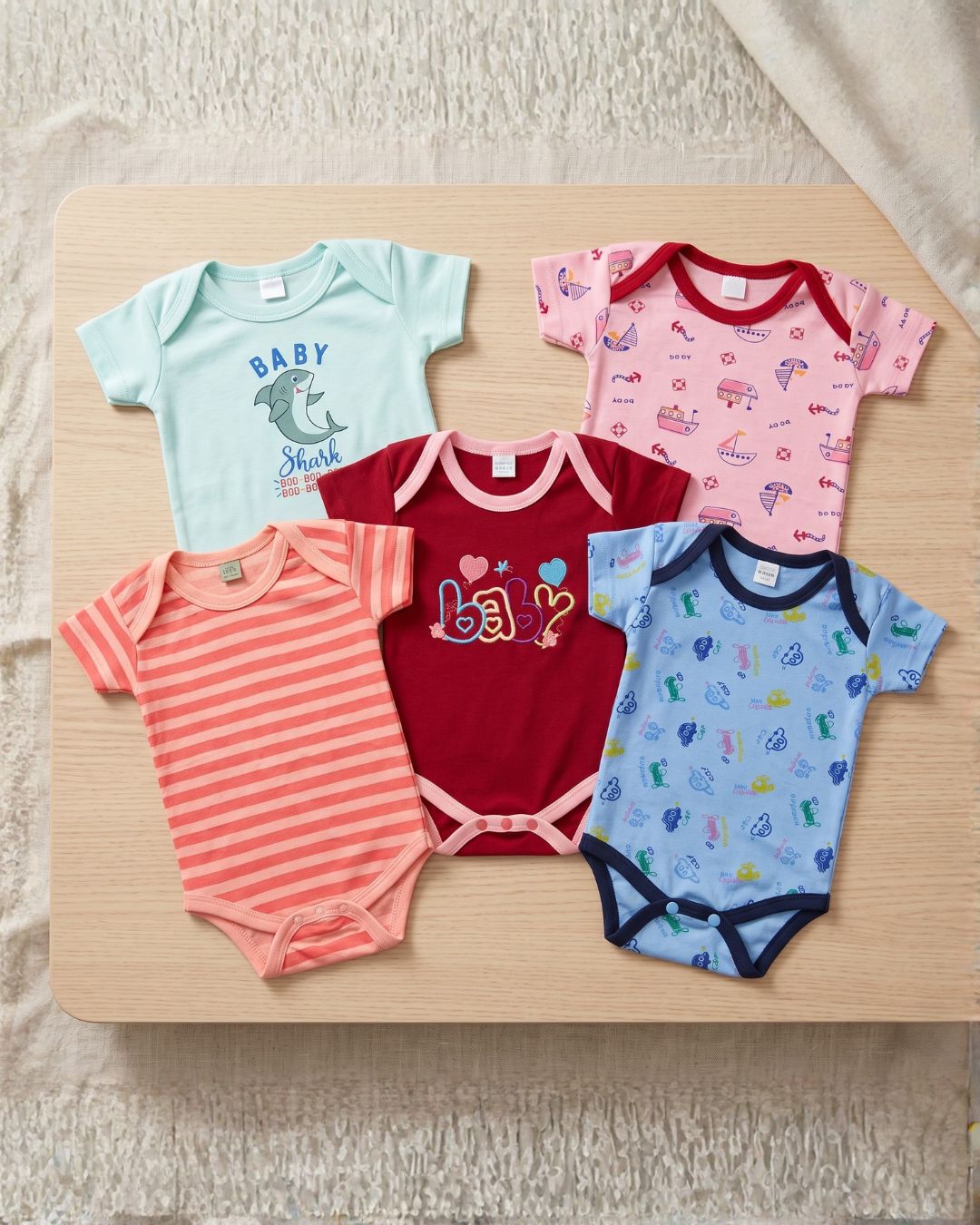 Pack of 5 - Summer Newborn Baby Onesie Rompers