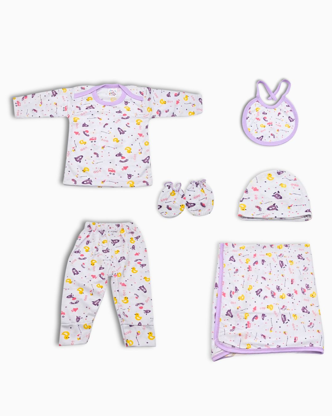 6-Piece Newborn Baby Essentials Set - Puprle