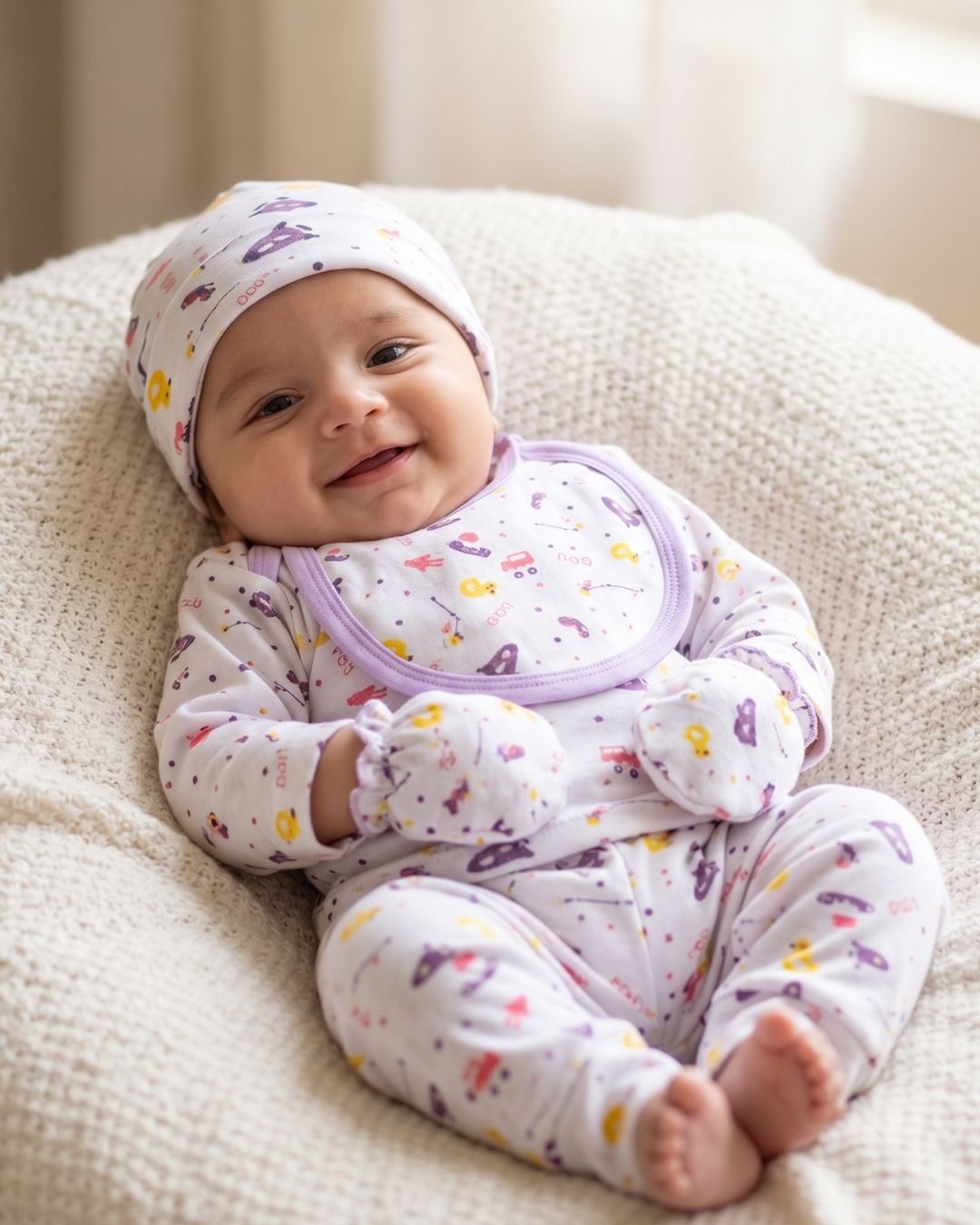 6-Piece Newborn Baby Essentials Set - Puprle