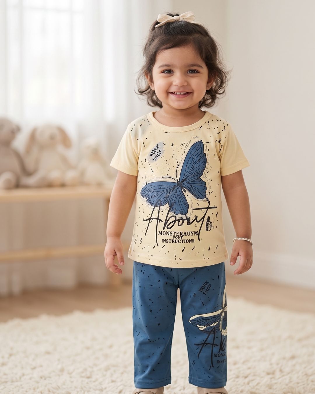 Girls Artistic Butterfly Outfit Set - Zinc