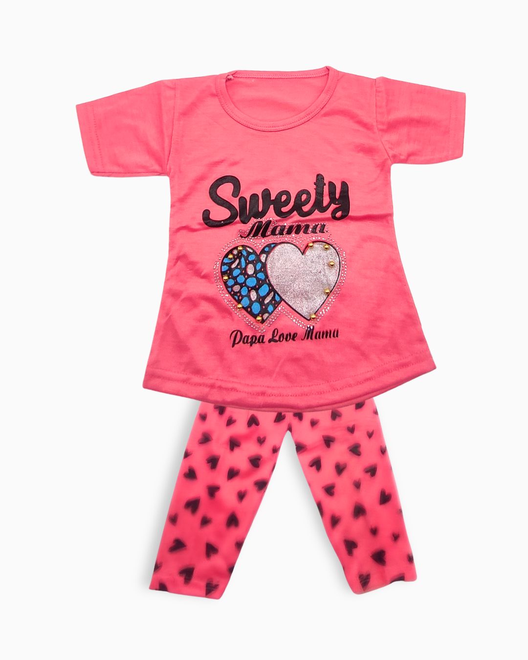 Baby Girl T-Shirt & Printed Trouser Set-Pink