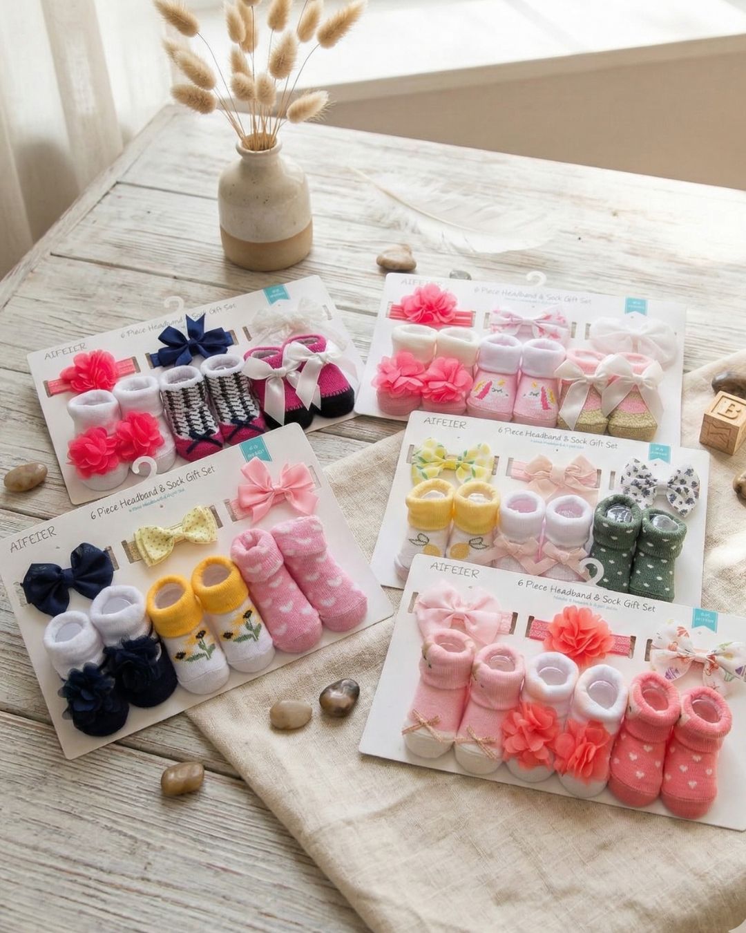 Baby Girl Headband & Sock Gift Card (Pack of 3)