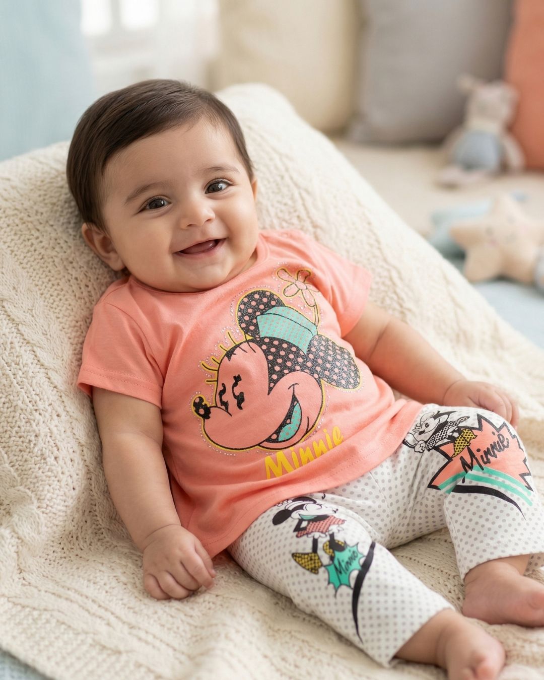 Baby Girls Minnie Summer Outfit 2pcs-Pink