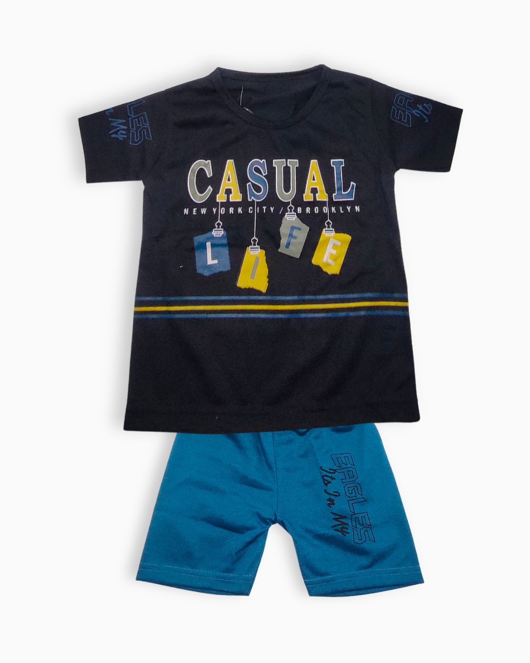 Boys Casual Life T-Shirt & Shorts Set - Black-Zinc