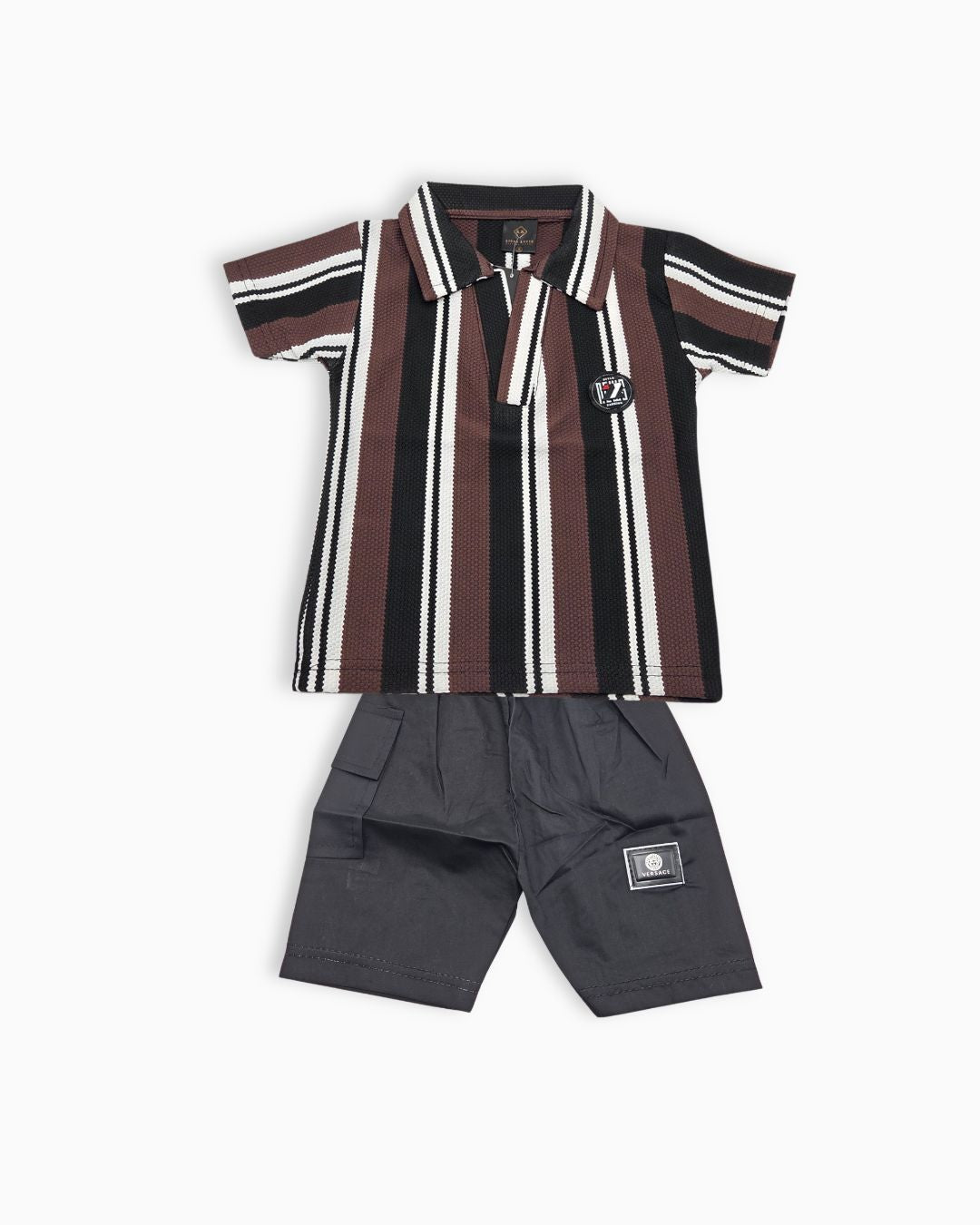 Boys Stripe Outfit Set - Brown