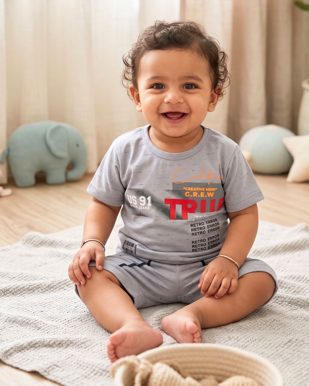 Boys Casual Summer Outfit 2Pcs - Gray