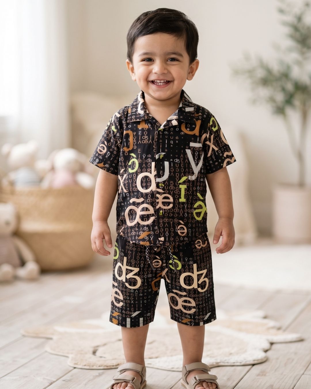 Boys Outfit Alphabet Print Set