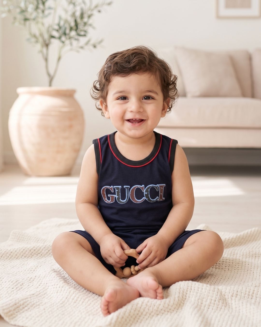 Boys Sleeveless Cotton Summer Set- Blue