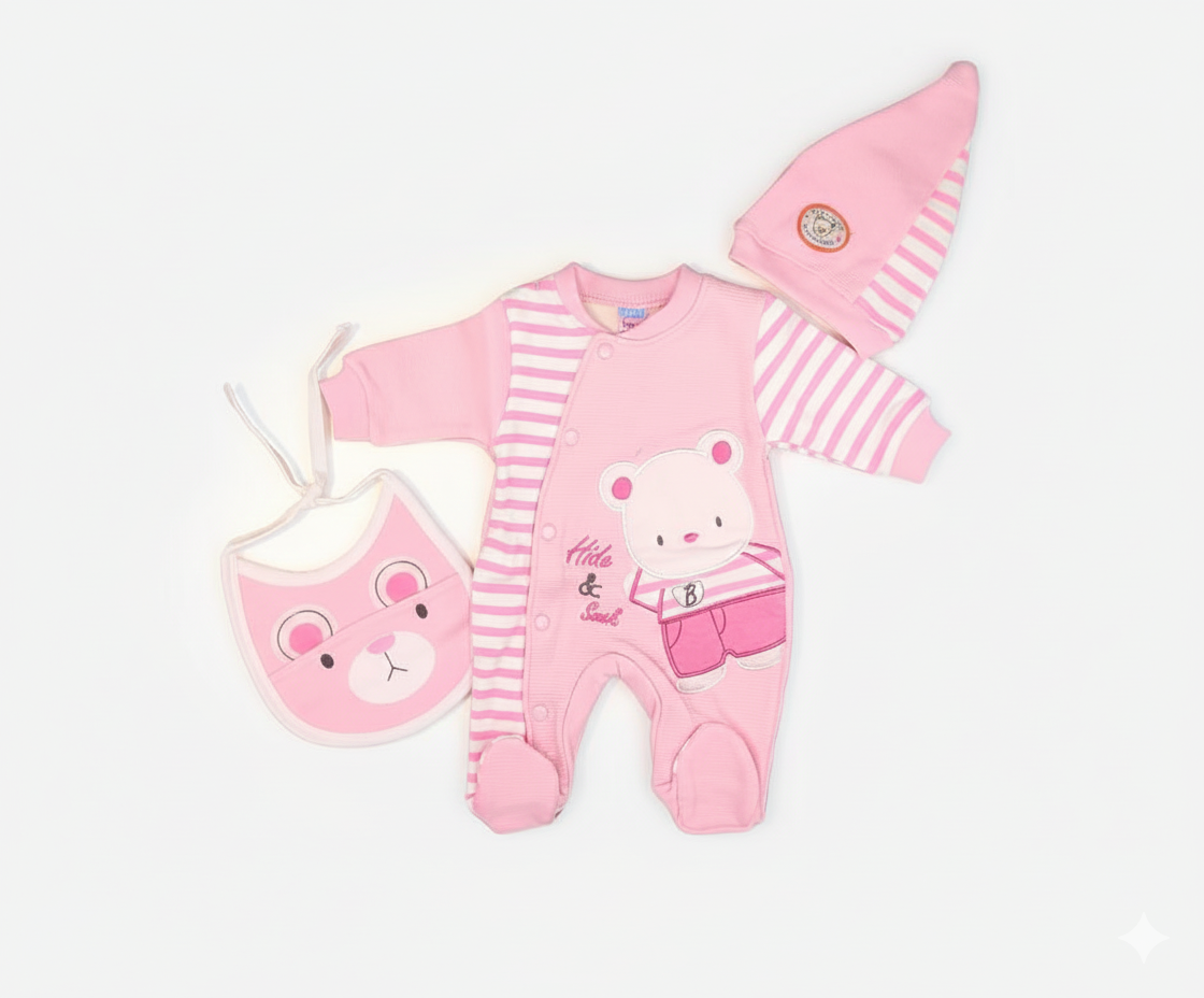 Romper Suit Winter Set With Foot - 3pcs