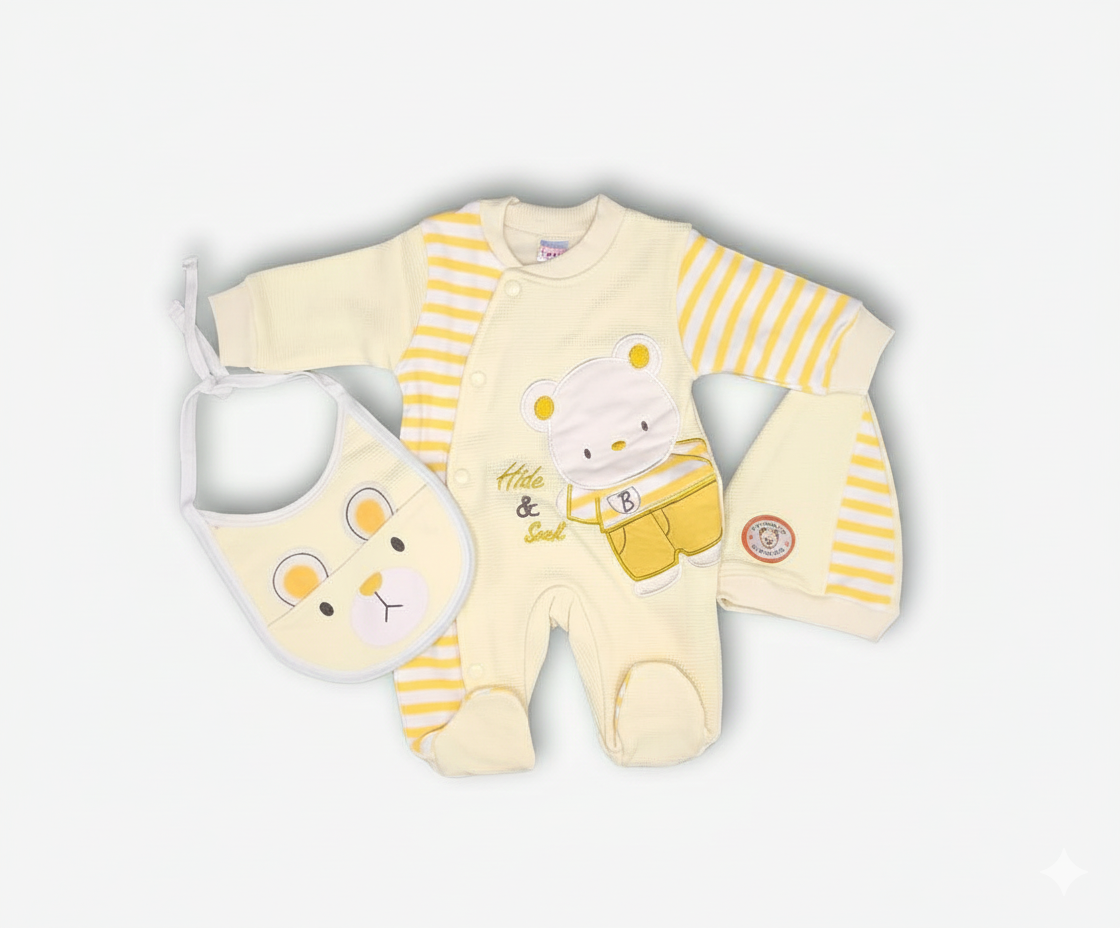 Romper Suit Winter Set With Foot - 3pcs