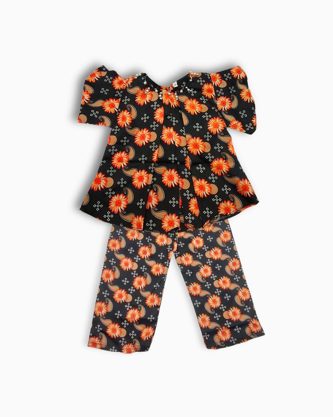 Girls Floral Printed Peplum 2pcs Set