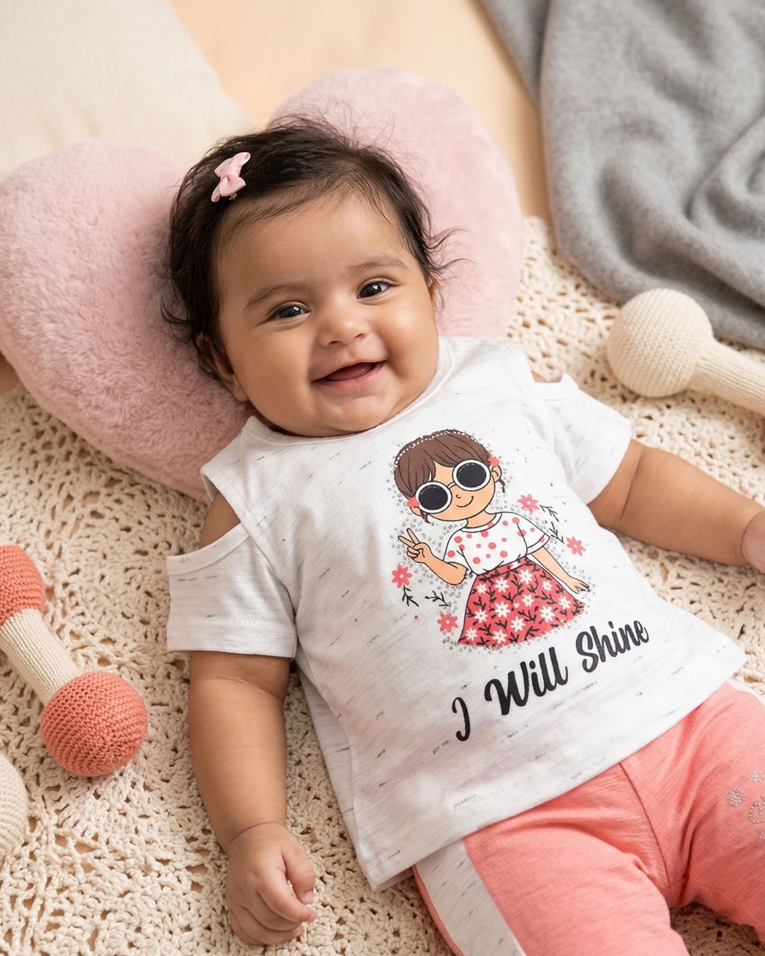 Girls  2-Piece Summer Set -White & Pink