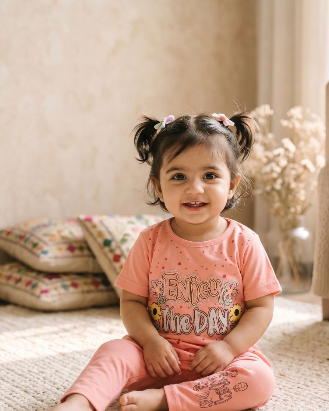 Girls Floral Print 2-Piece Summer Set-Pink