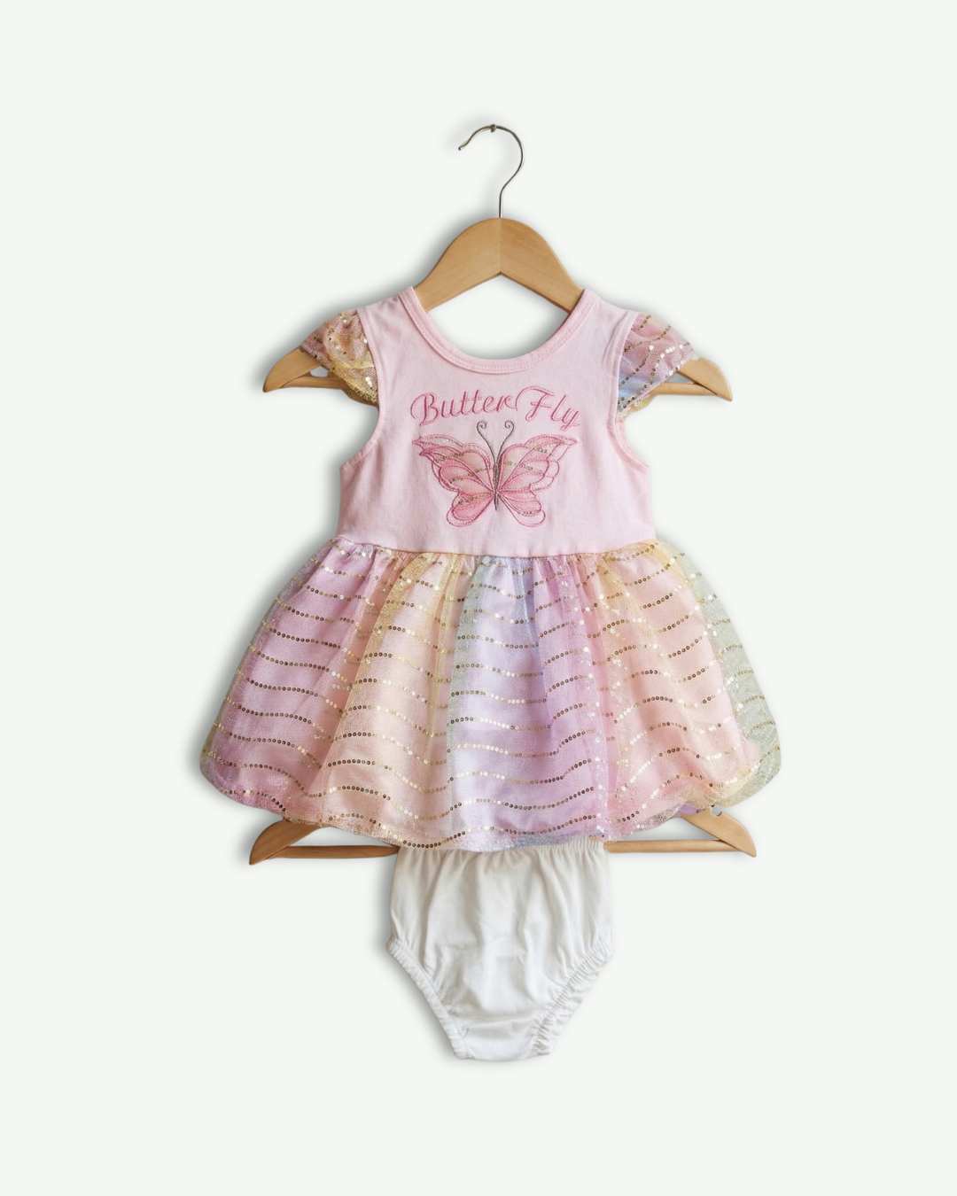 Girls Magical Fairy Butterfly Dress with Headband - Pink