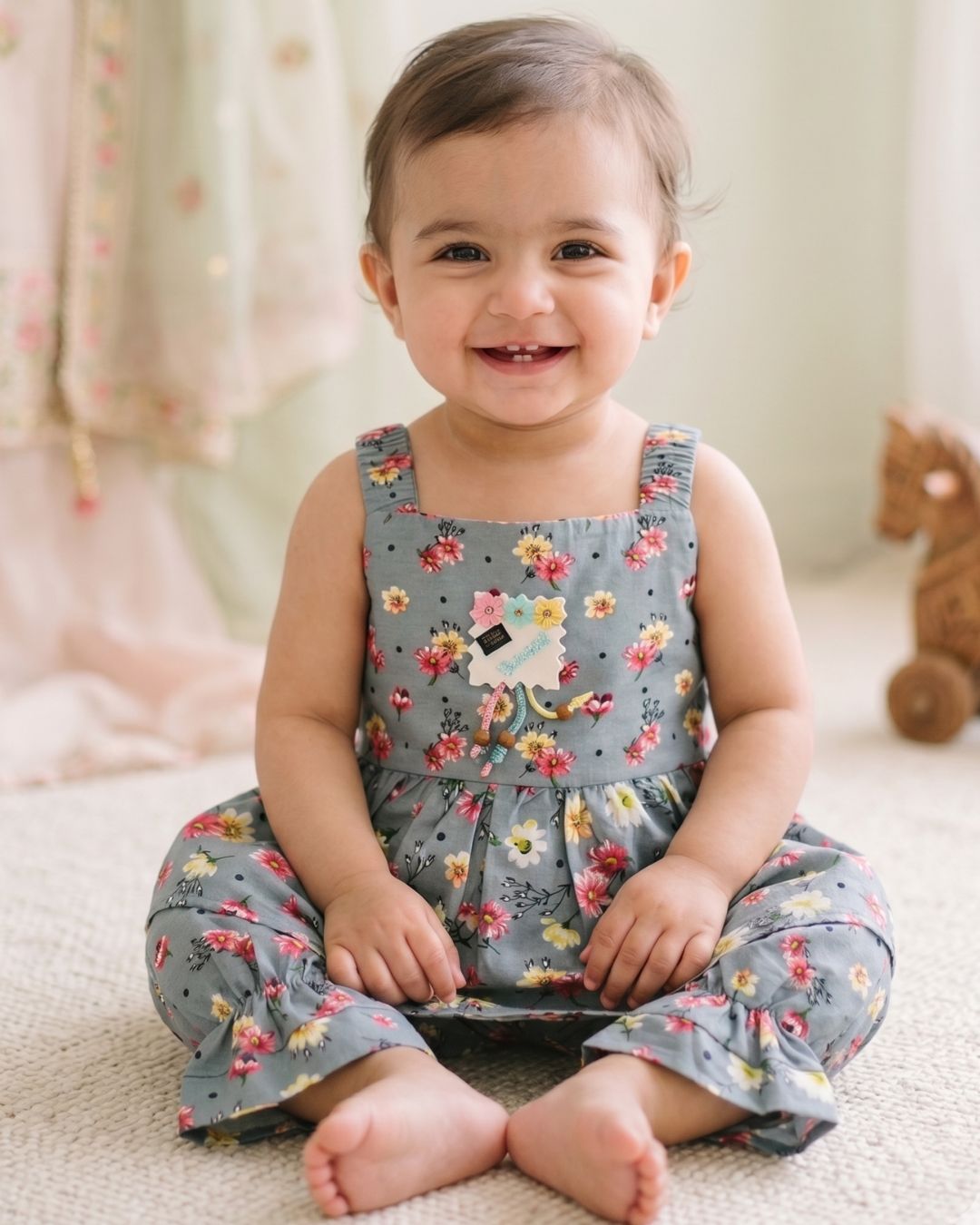 Girls Sleeveless Frock with Matching Trousers