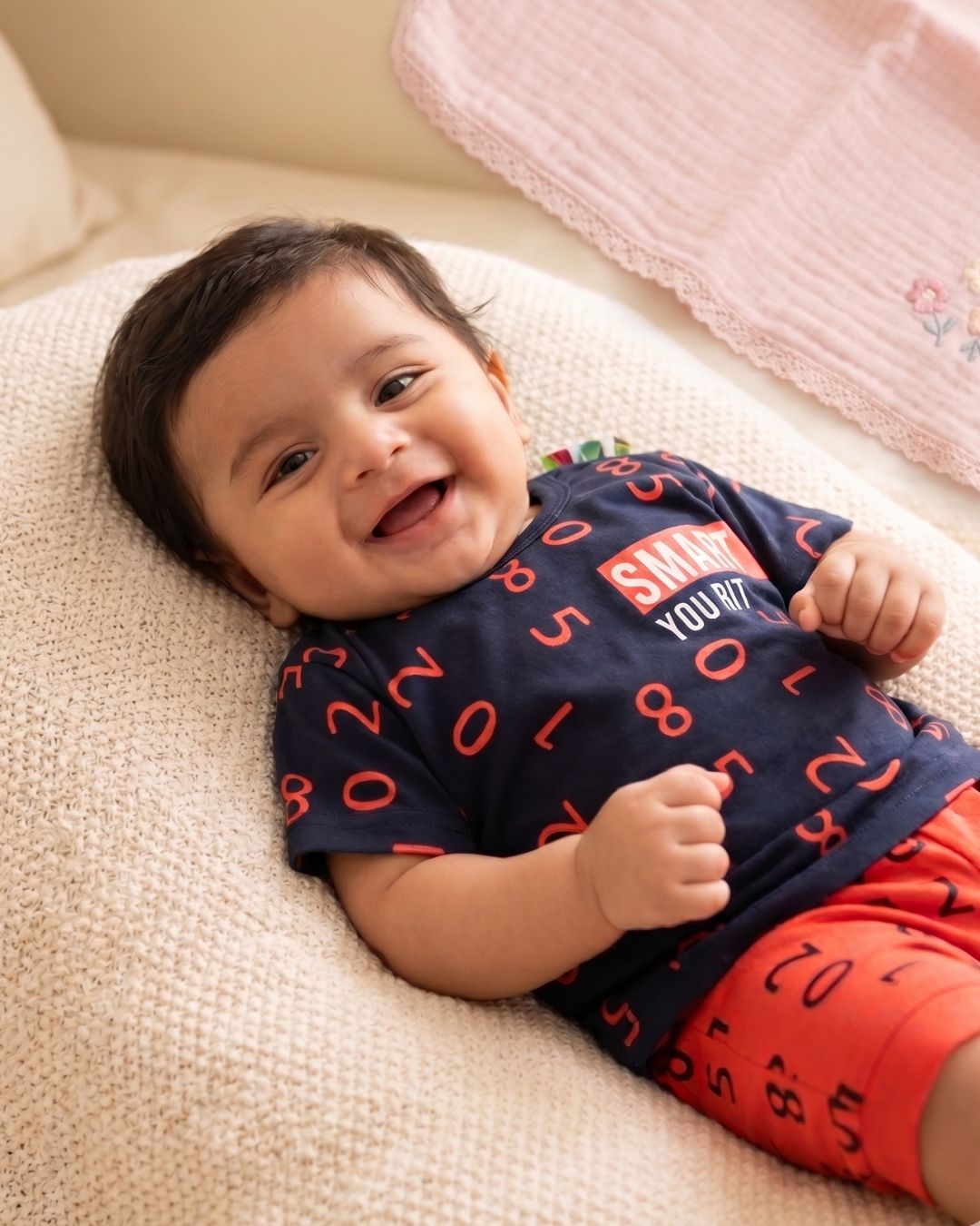 Half Sleeve Summer Suit for Kids-Blue-Red