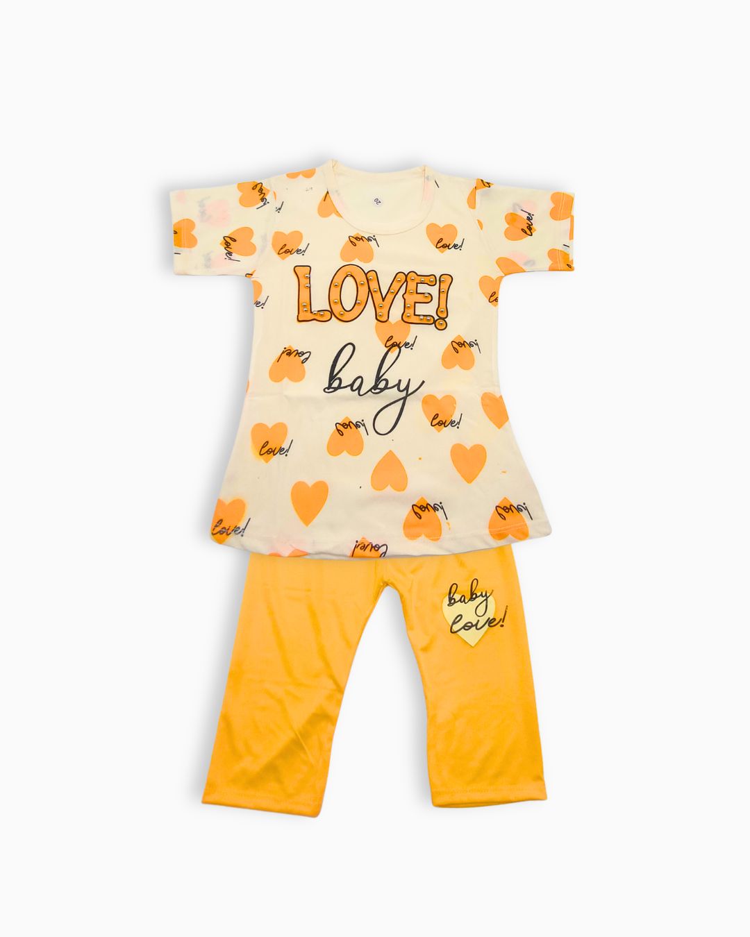 Heart Pattern 2-Piece Summer Set-Orange