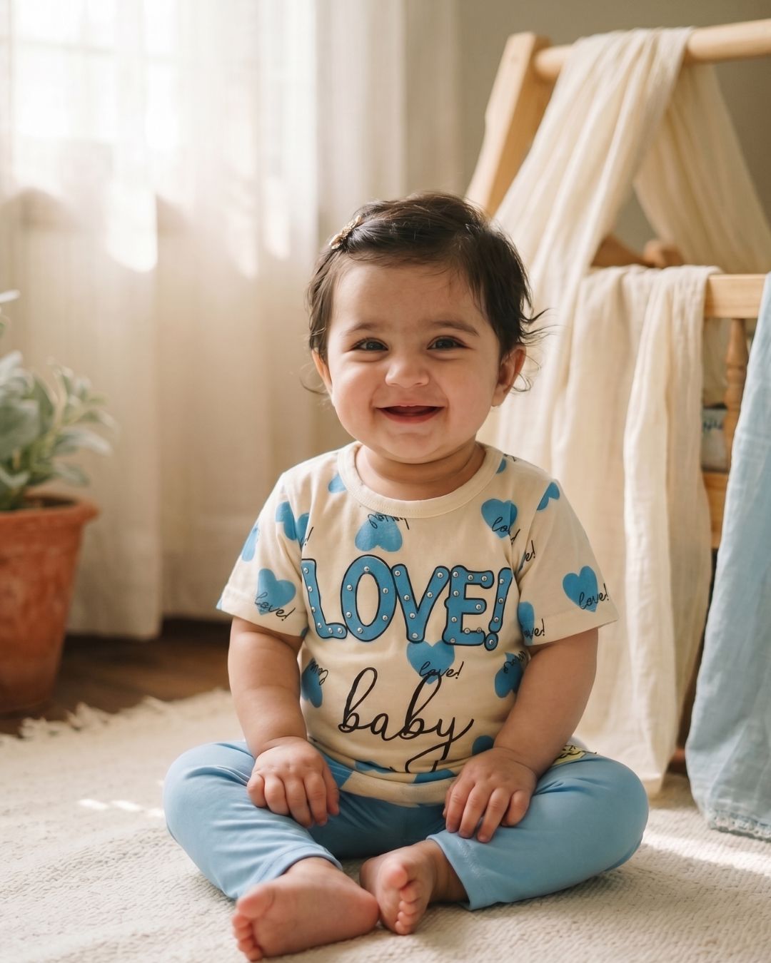 Heart Pattern 2-Piece Summer Set-Blue