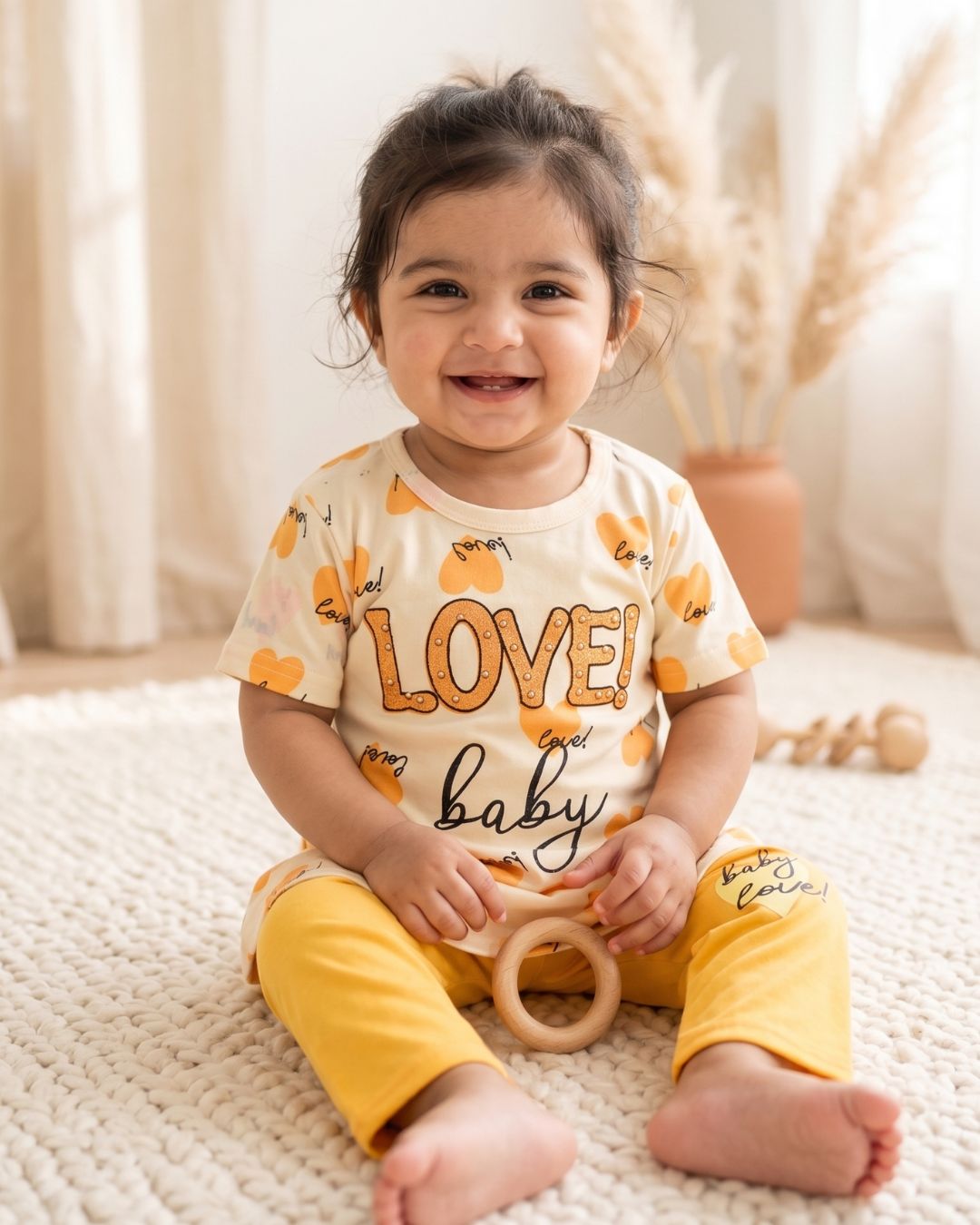 Heart Pattern 2-Piece Summer Set-Orange