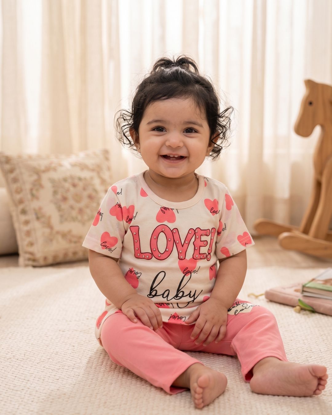 Heart Pattern 2-Piece Summer Set-Pink