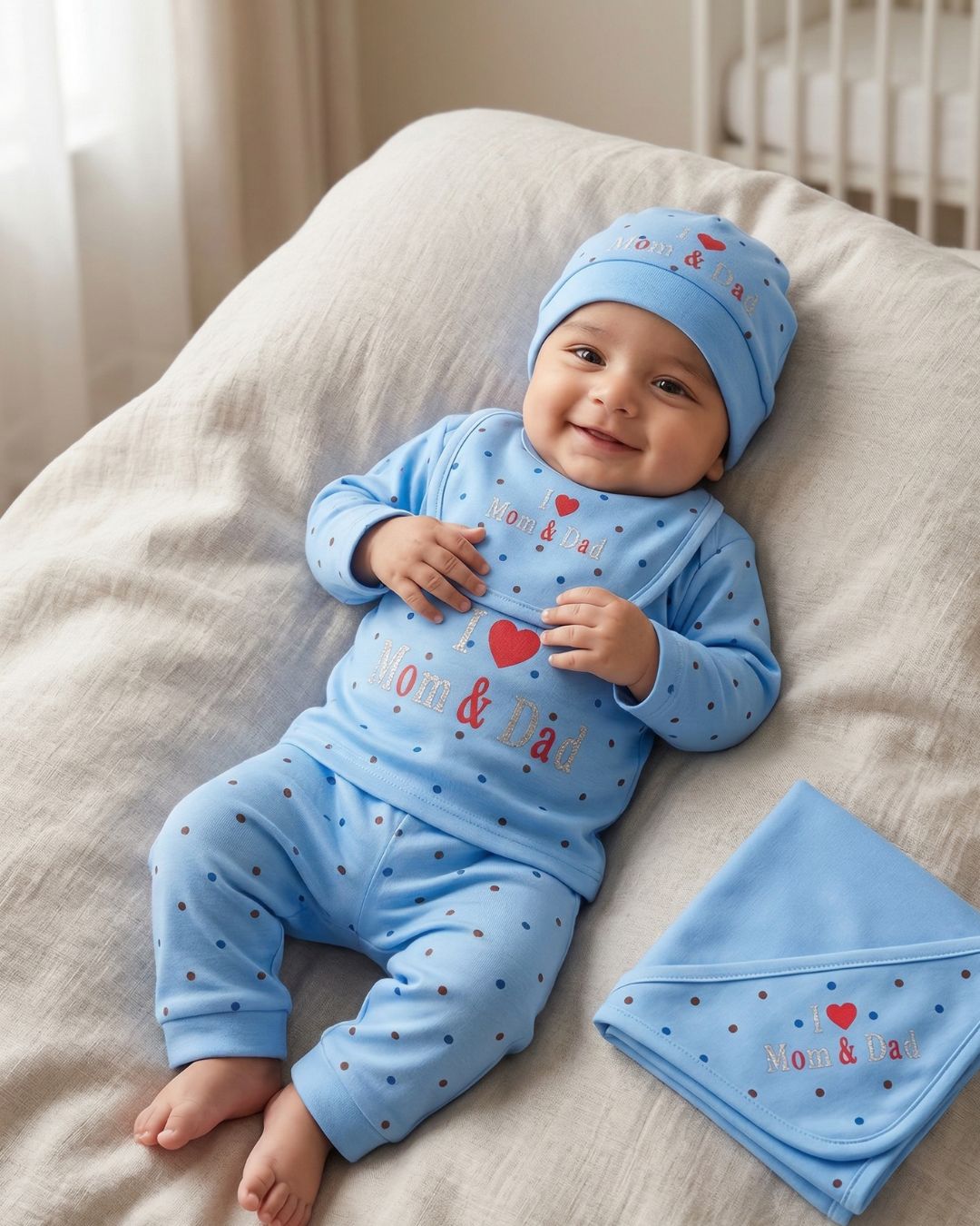 I Love Mom & Dad Newborn Baby Set-Blue