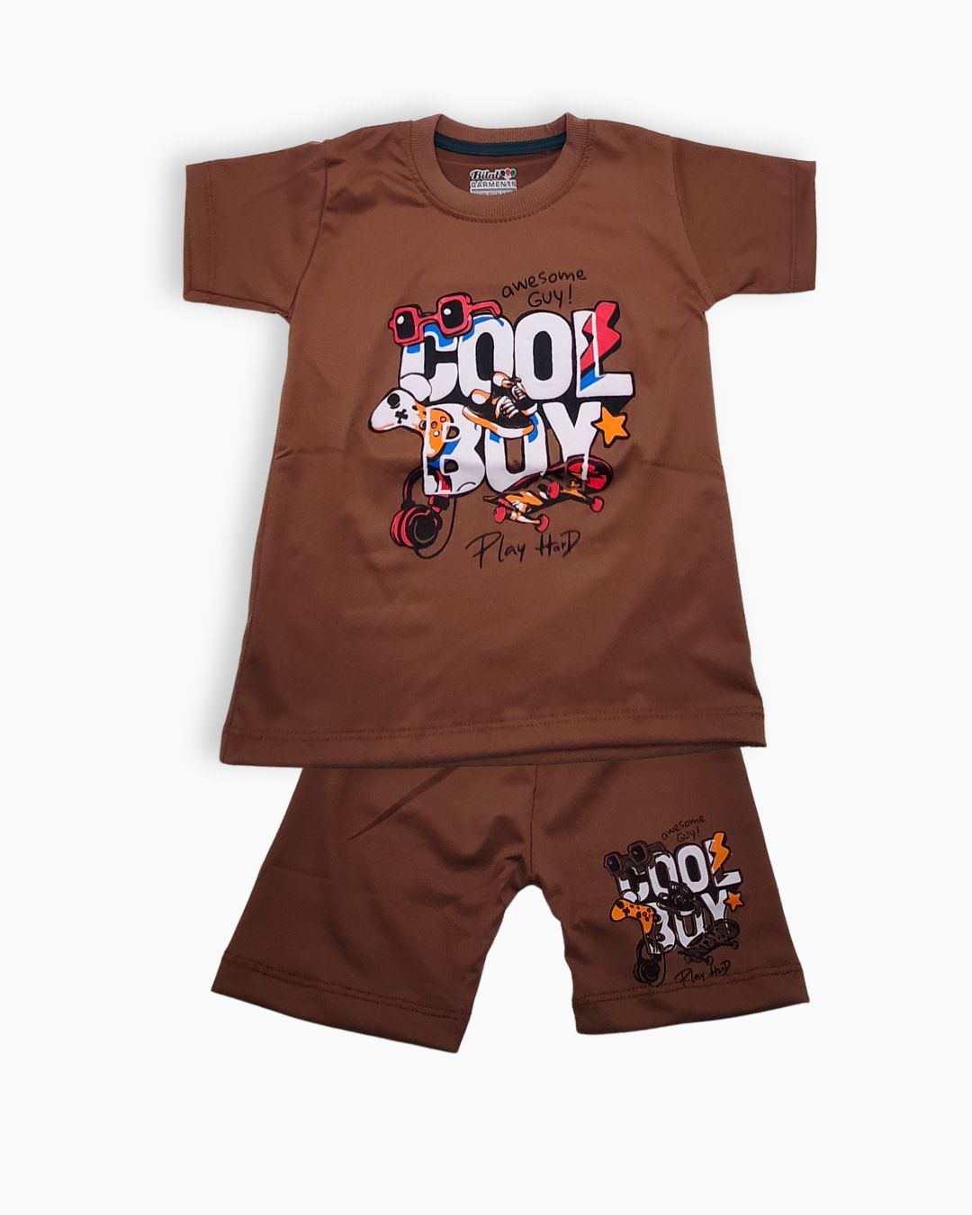 Kids 2-Piece Summer Playwear Set-Brown
