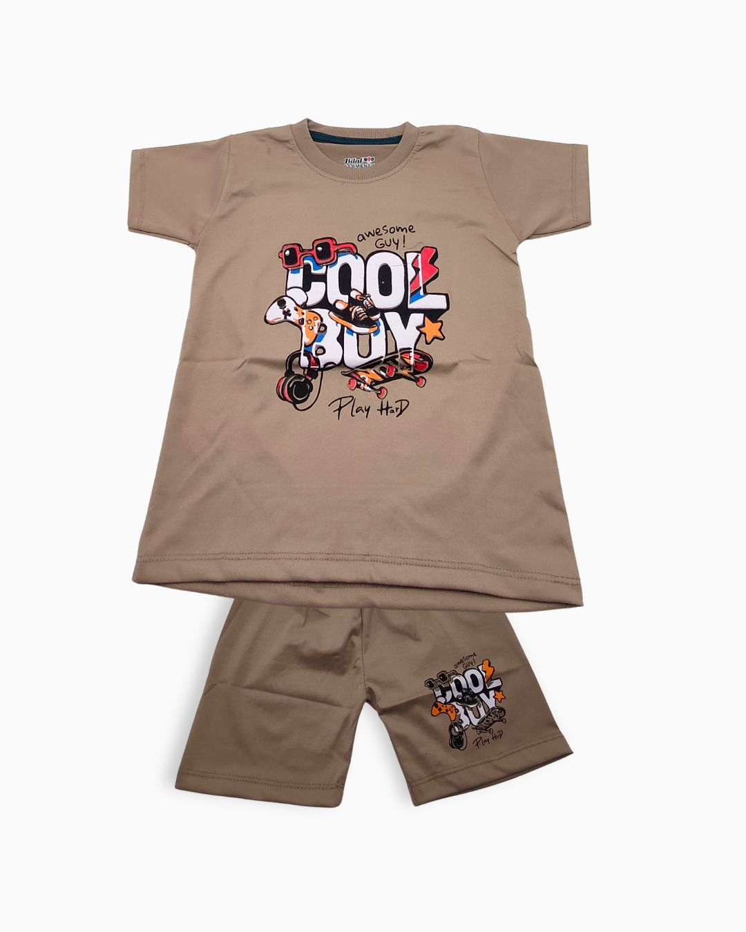 Kids 2-Piece Summer Playwear Set-Light-Brown