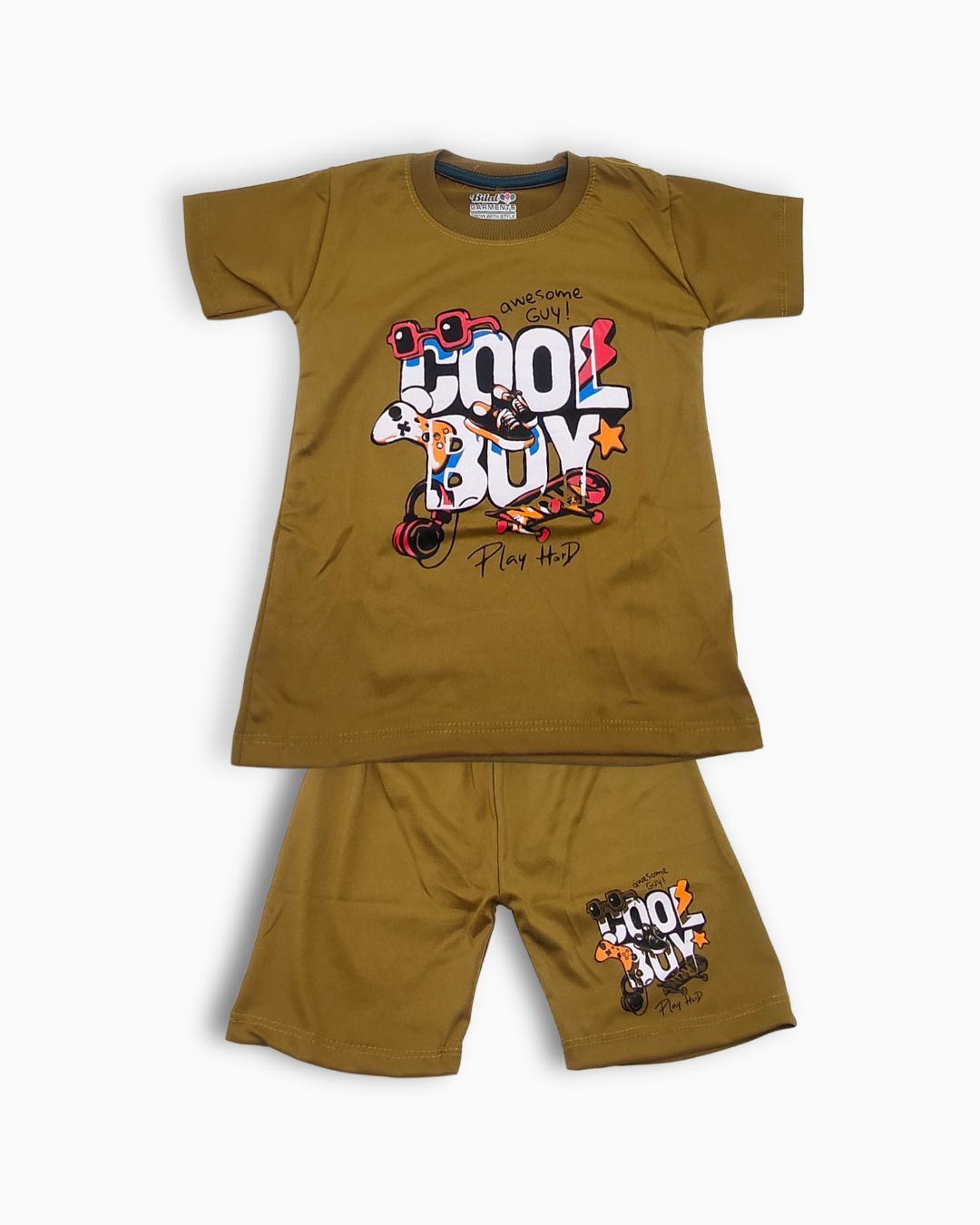 Kids 2-Piece Summer Playwear Set-Olive Green