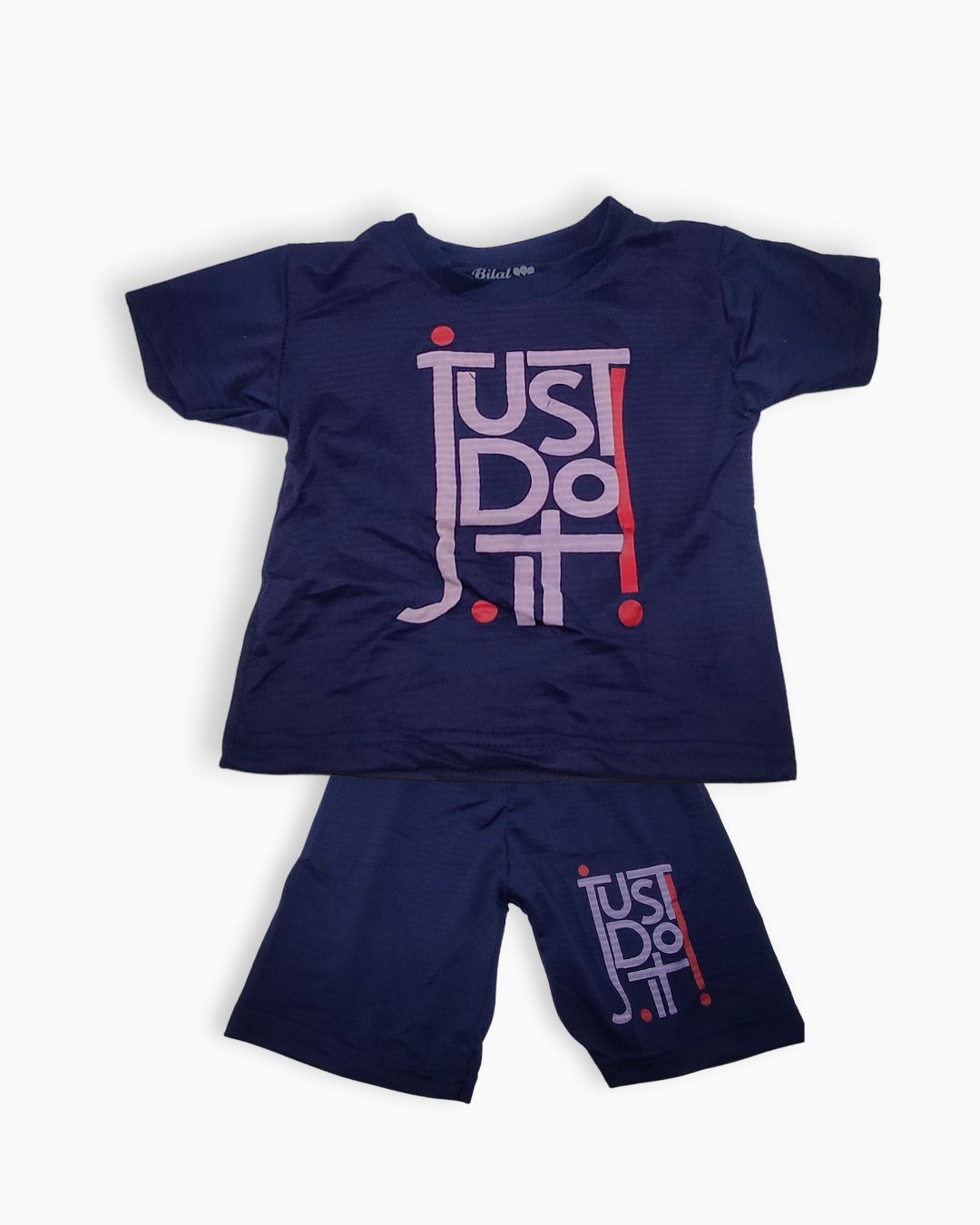 Kids Typography 2-Piece Casual Activewear Suit-Blue