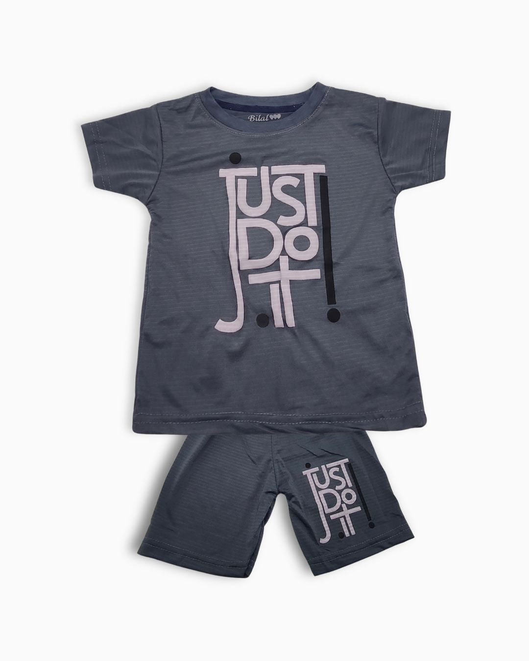 Kids Typography 2-Piece Casual Activewear Suit-Green