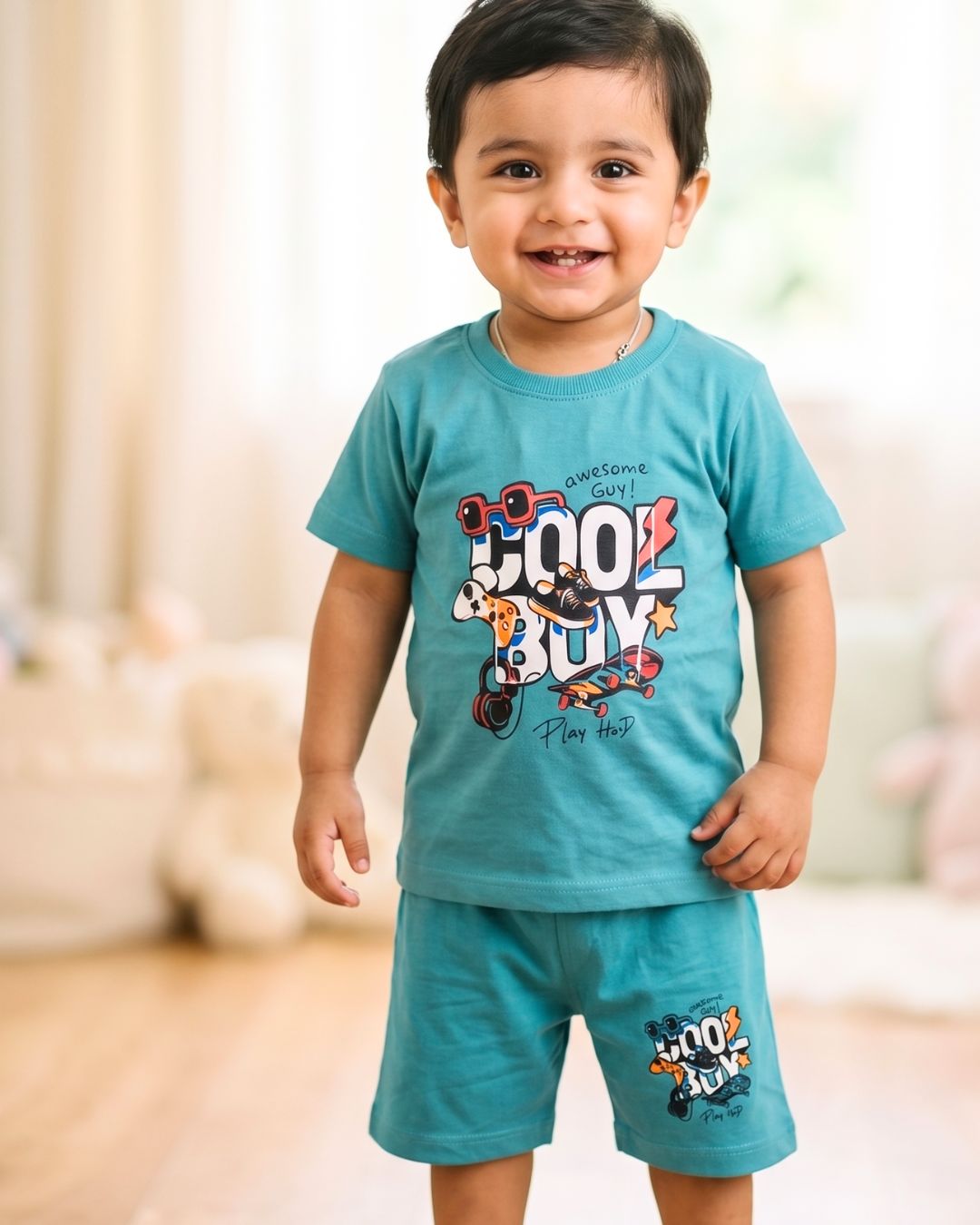 Kids 2-Piece Summer Playwear Set-Blue