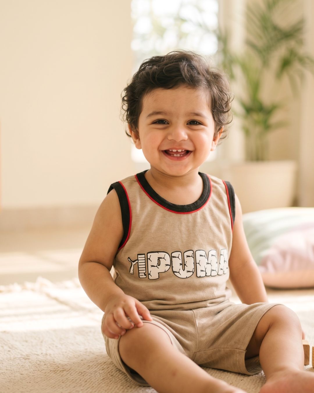 Kids Casual Sleeveless Sporty Set - Beige