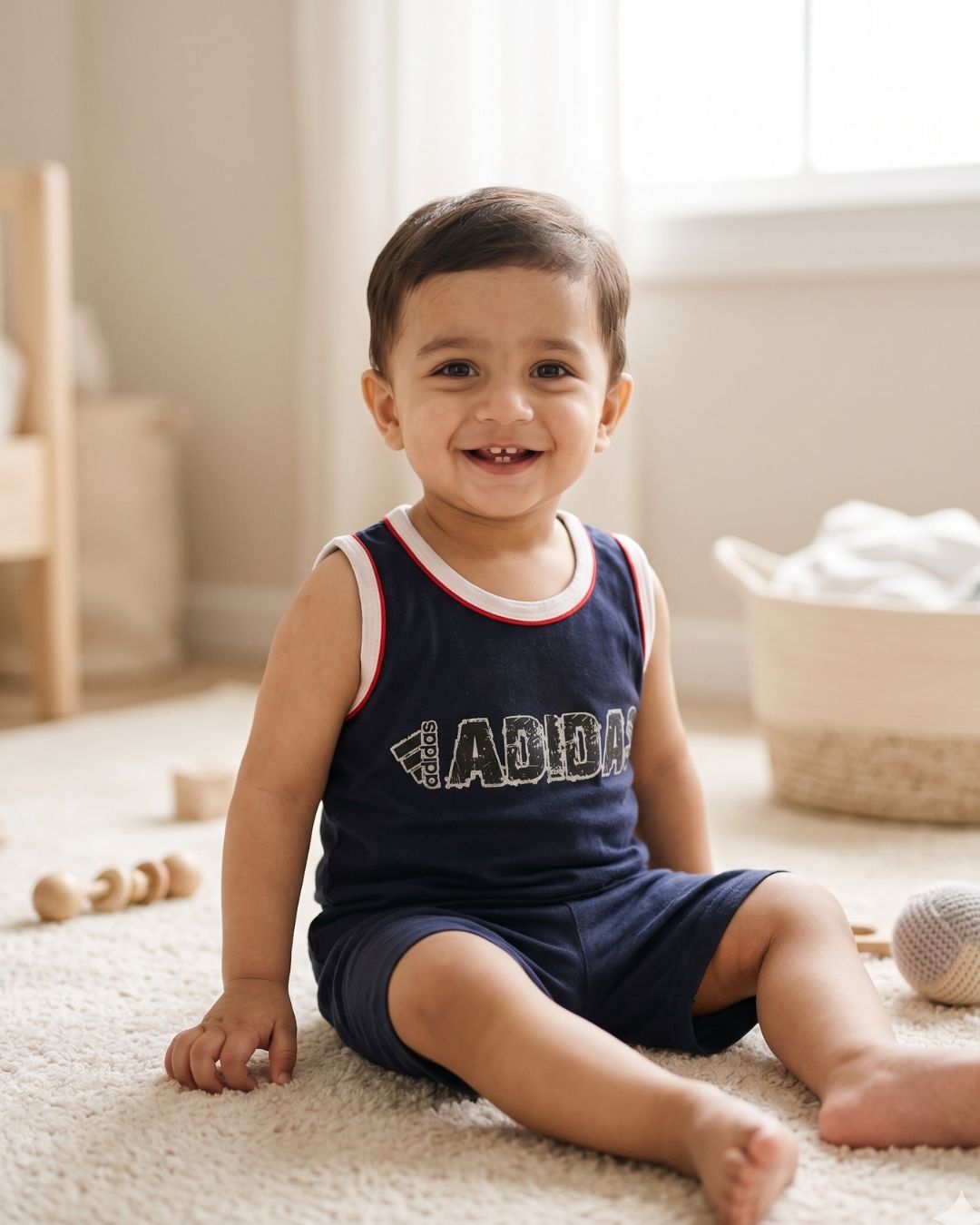 Kids Casual Sleeveless Sporty Set - Blue (Adidas Print)