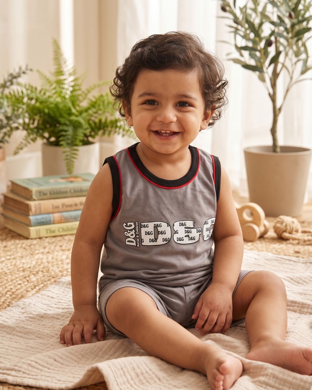 Kids Casual Sleeveless Sporty Set - Grey