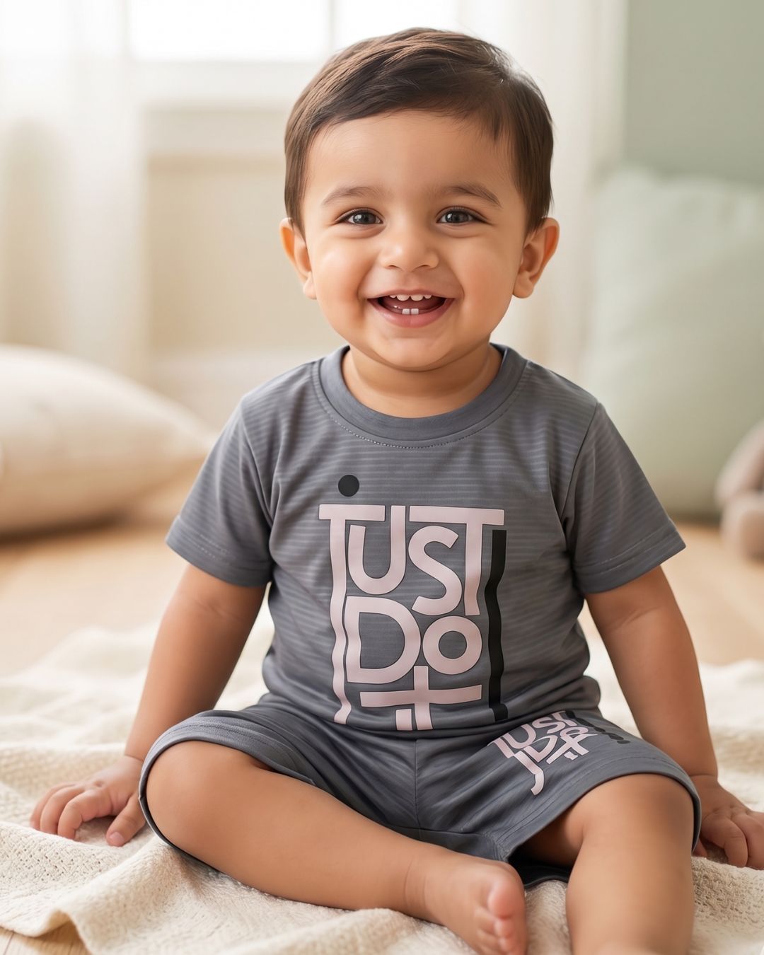 Kids Typography 2-Piece Casual Activewear Suit-Green
