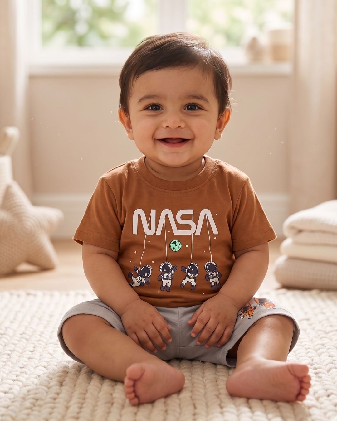 Little Astronaut Tshirt & Short Kit - Rust Orange