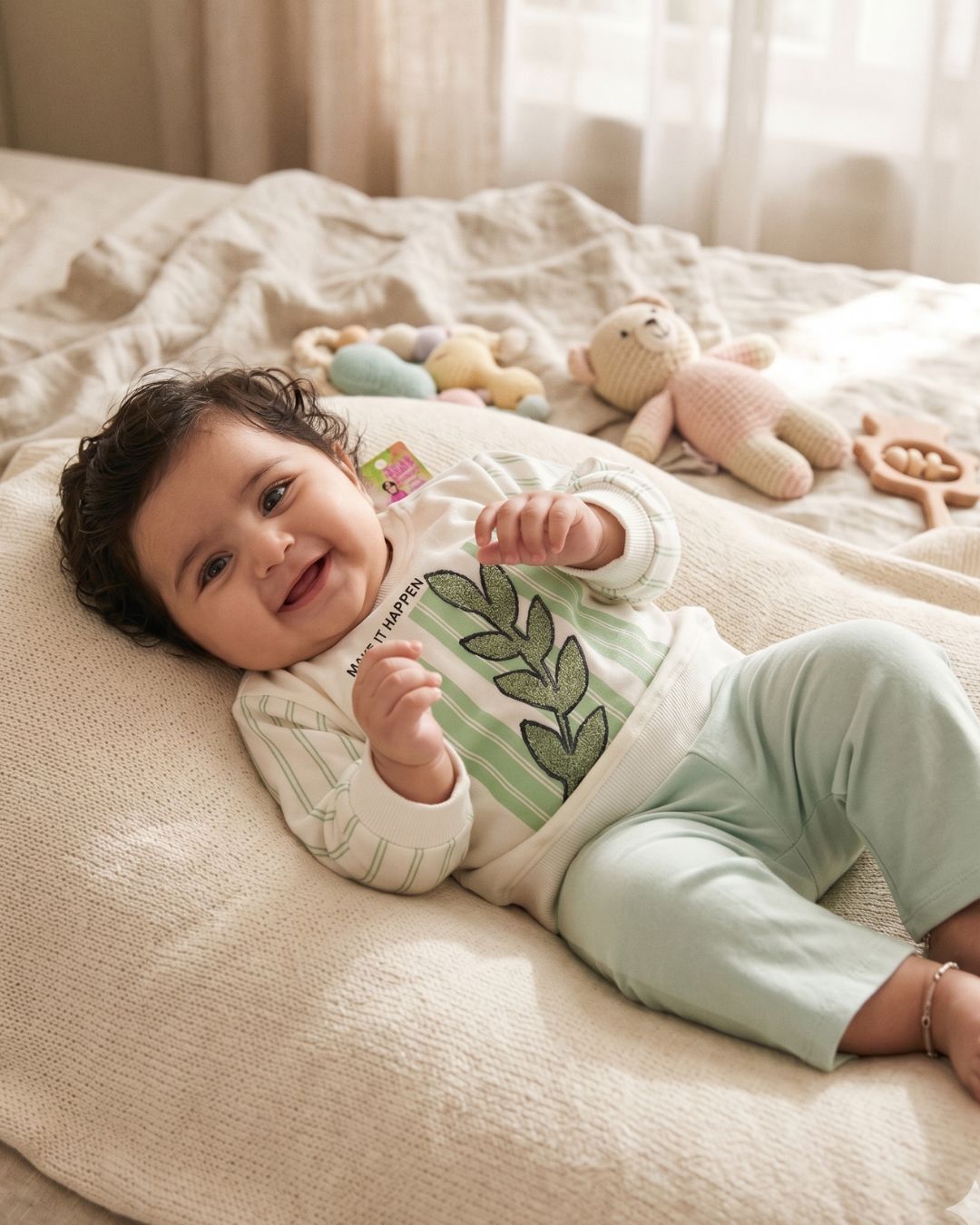 Little Girls Sweatshirt Set - Green