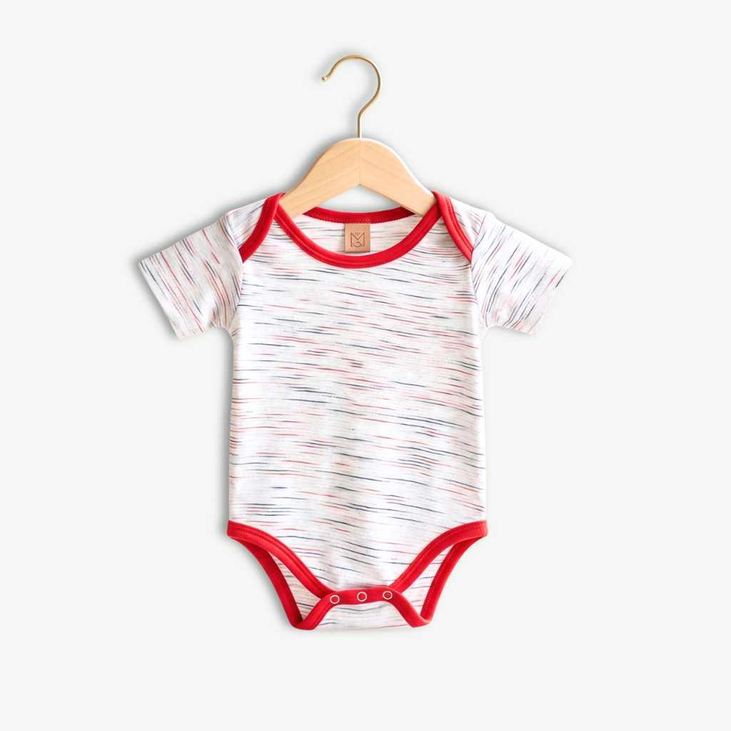 New Born - Cranberry Streak Onesie - Red & White