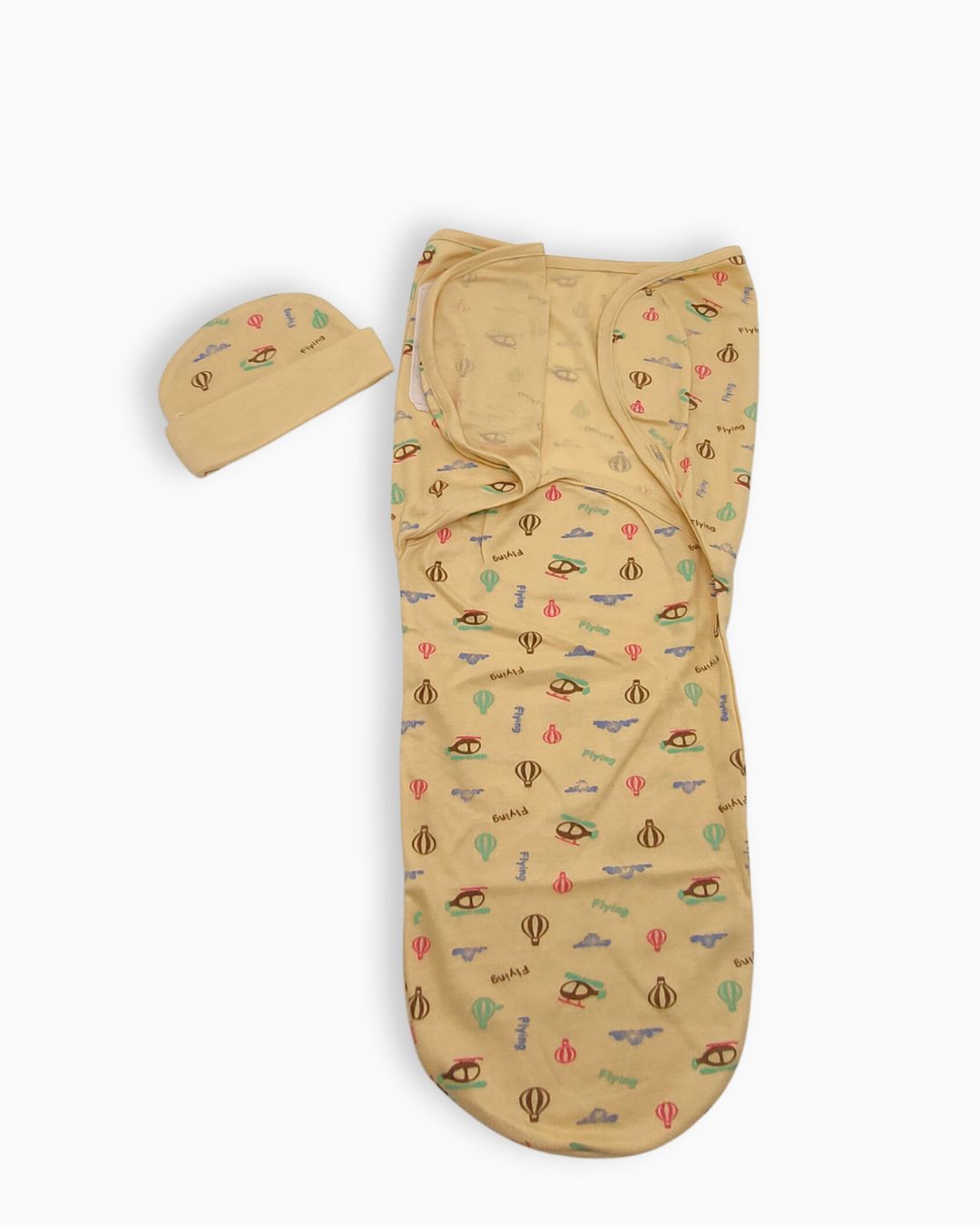 Newborn Baby Swaddle Wrap with Matching Cap - Brown