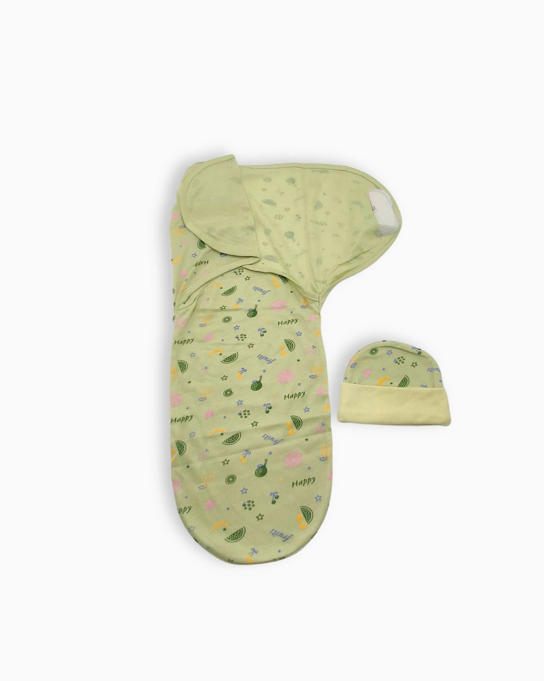 Newborn Baby Swaddle Wrap with Matching Cap - Green