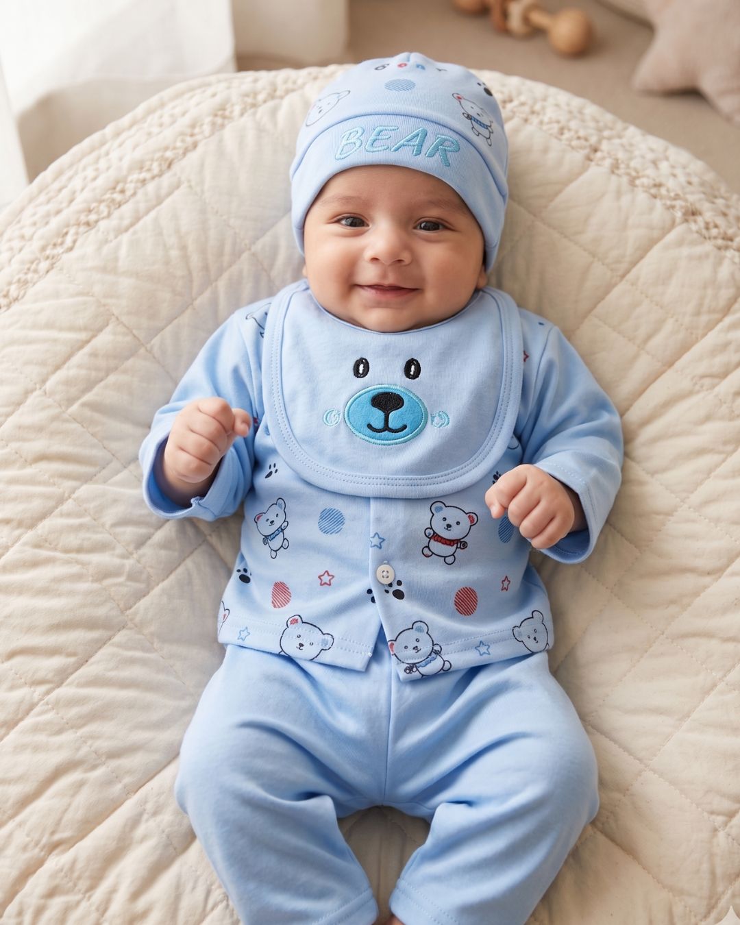 Newborn Baby Bear Outfit 5-Piece -Blue