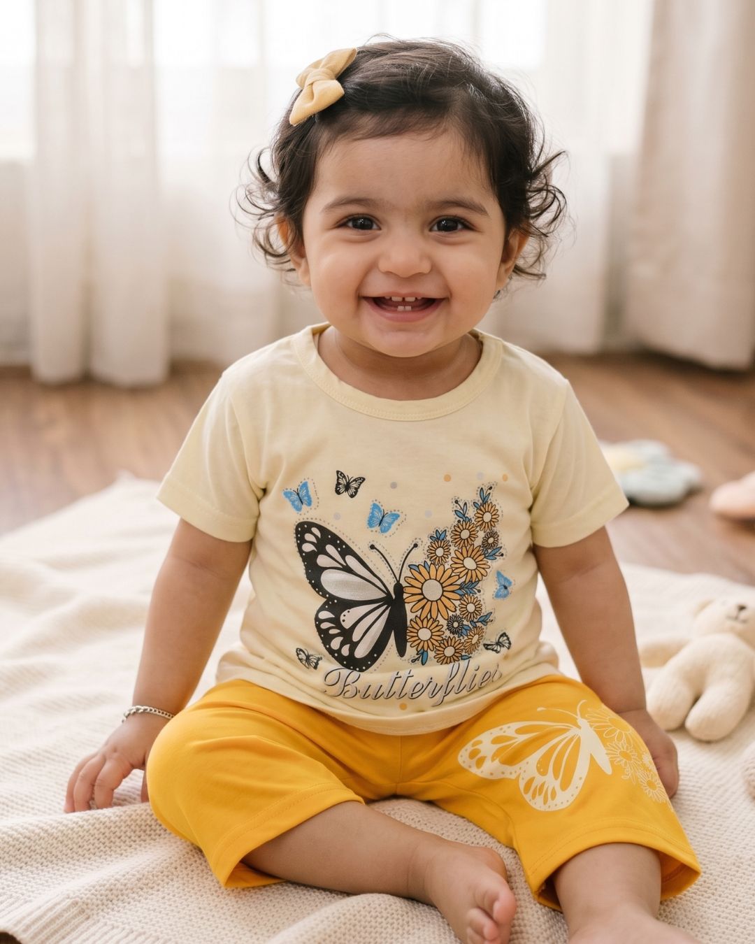 Girls Bloom Butterfly Outfit-Yellow