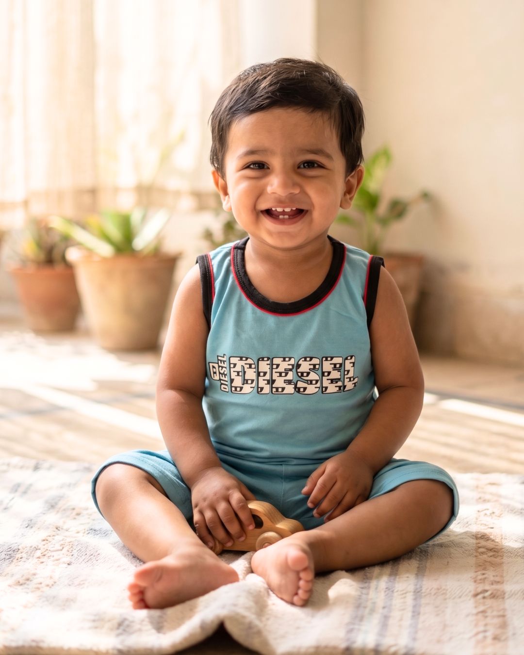 Summer T-Shirt & Shorts Set- Light Blue