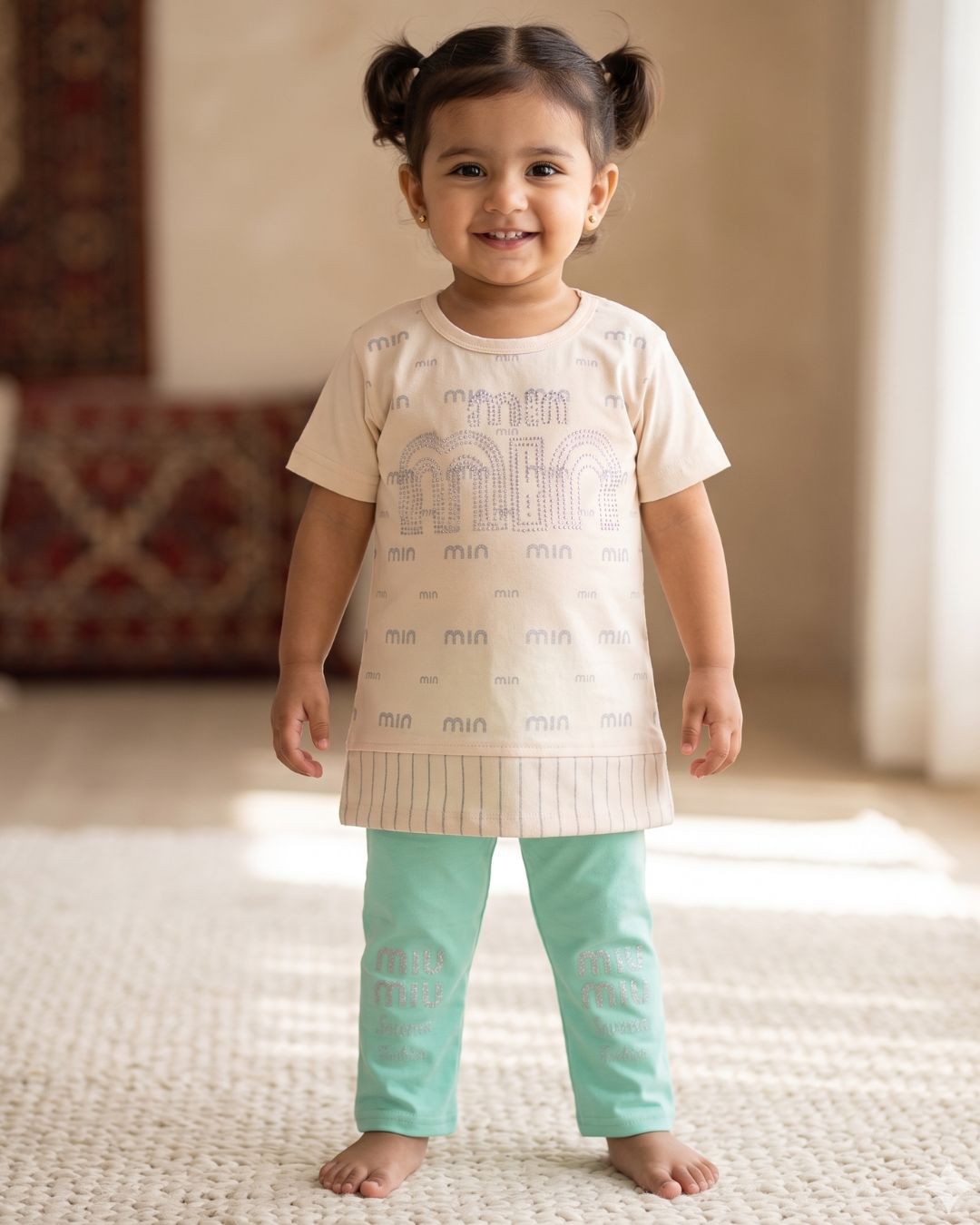 Toddler Summer Clothing Set - Cream & Mint